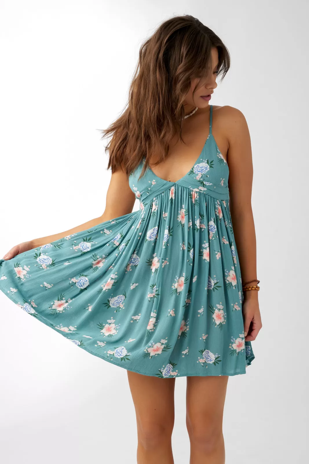 Cover-Ups>O'Neill Felix Floral Tank Dress Cover-Up Teal