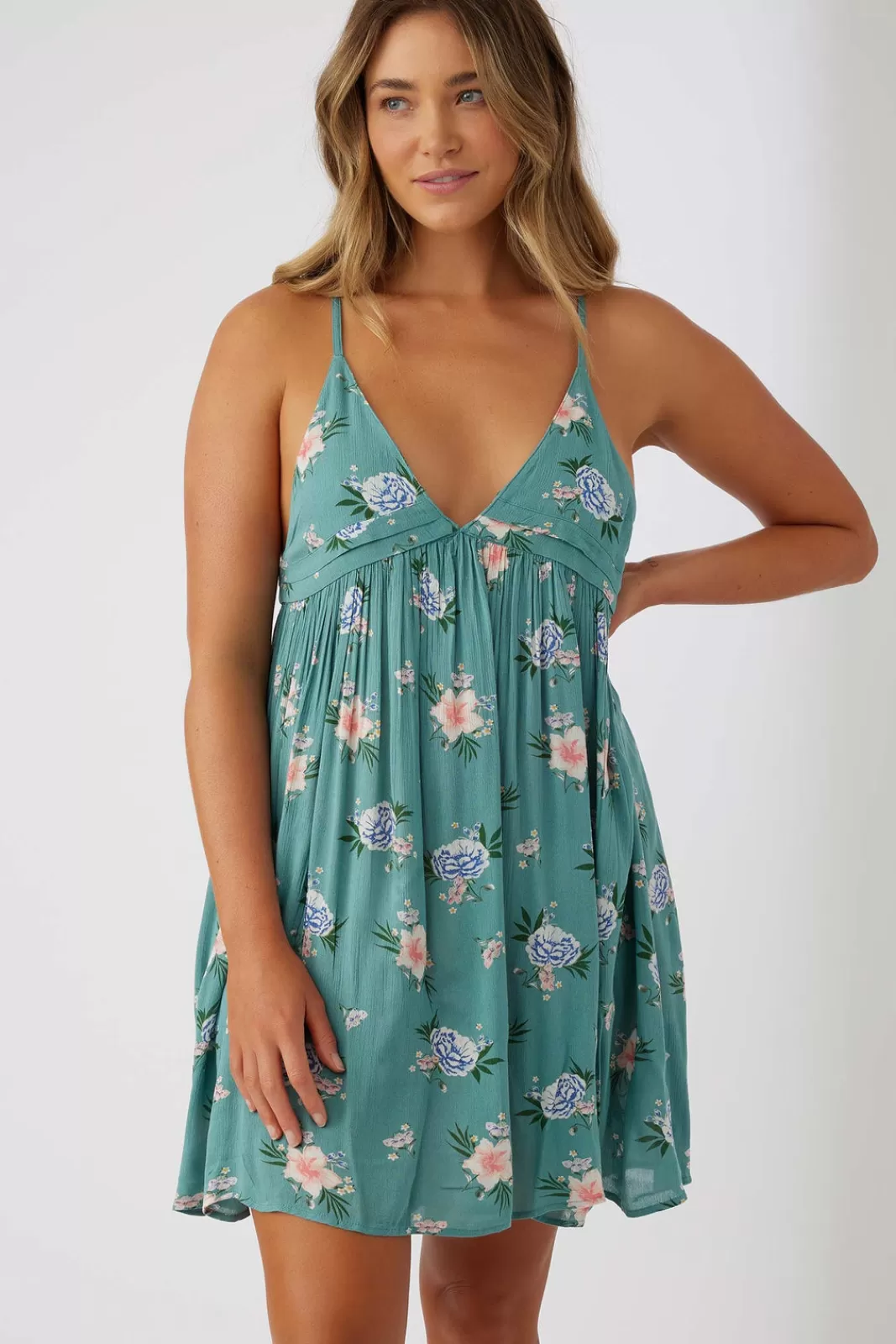 Cover-Ups>O'Neill Felix Floral Tank Dress Cover-Up Teal