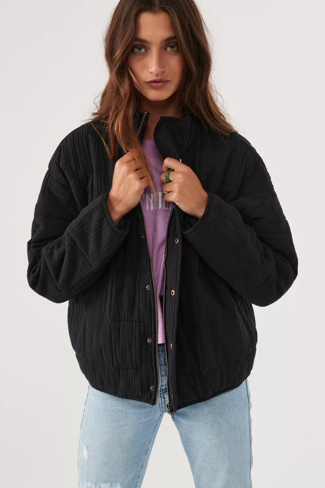 Sweaters, Hoodies, & Jackets>O'Neill Mabeline Oversized Quilted Jacket Washedblack